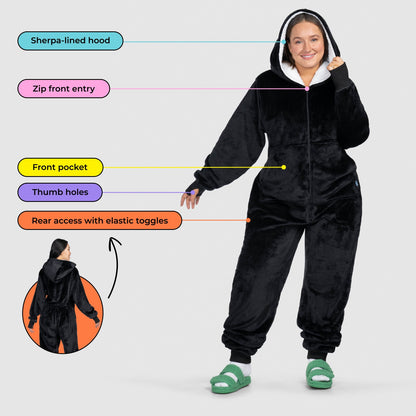 Adult Fleece Onesie JulesRoche | Zip Front, Sherpa Hood