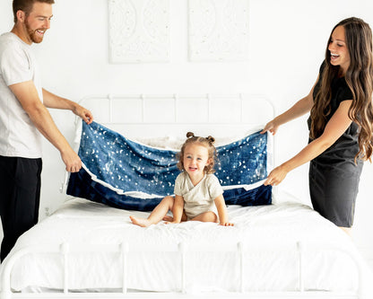 Minky Blanket JulesRoche Navy Stars and Moons Toddler Comfort