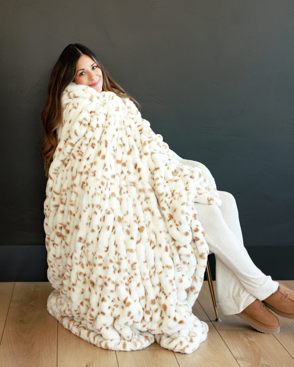 Minky Blanket JulesRoche Softness Cream Tan Spots