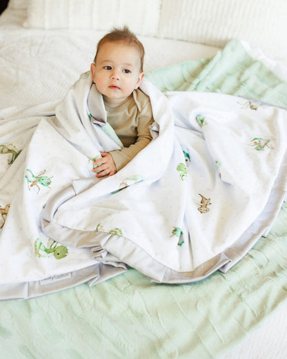 Infant Blanket JulesRoche Plush Minky Green Dragon Design