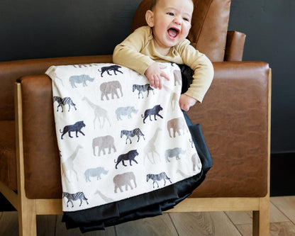 Safari Design Minky Baby Blanket JulesRoche Plush Animal Print