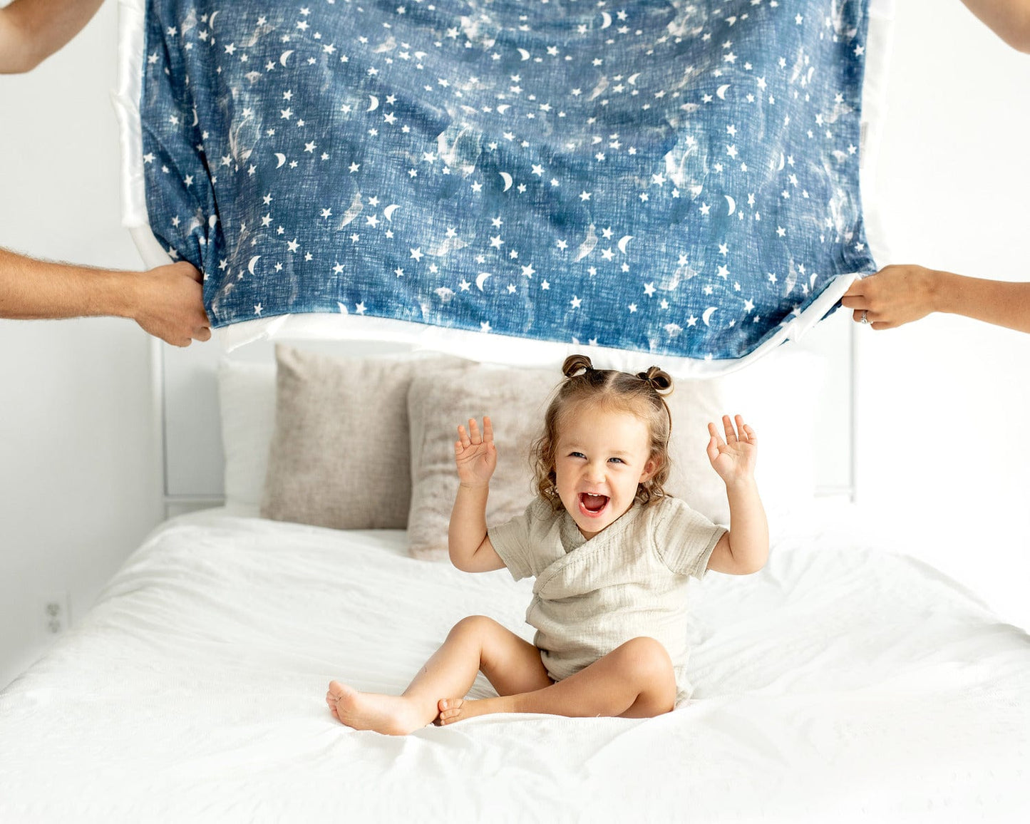 Minky Blanket JulesRoche Navy Stars and Moons Toddler Comfort