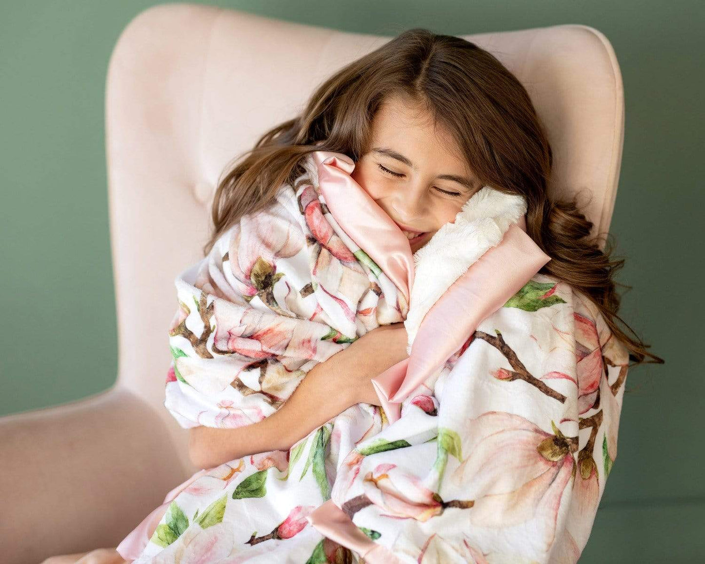 Minky Blanket JulesRoche Floral Throw Silky Soft Pink Aspirations