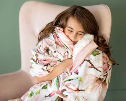 Minky Blanket JulesRoche Floral Throw Silky Soft Pink Aspirations