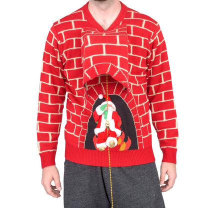 3D Santa Climbing Chimney Ugly Christmas Sweater JulesRoche Unisex Julesroches