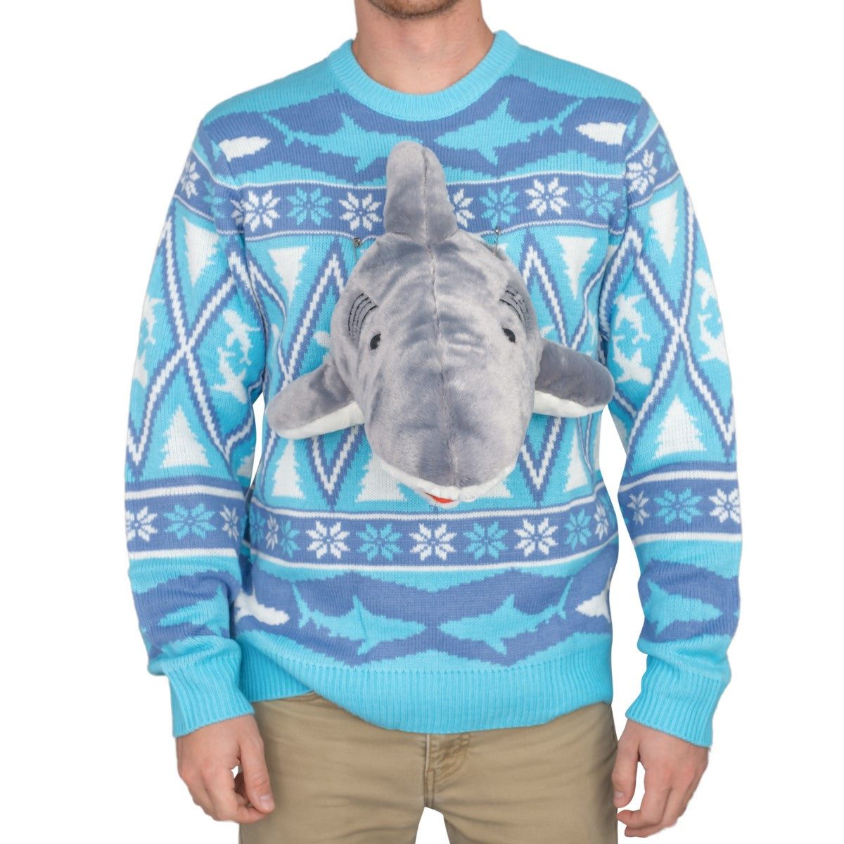 3D Shark Plushie JulesRoche Ugly Christmas Sweater - Adult Fit Julesroches