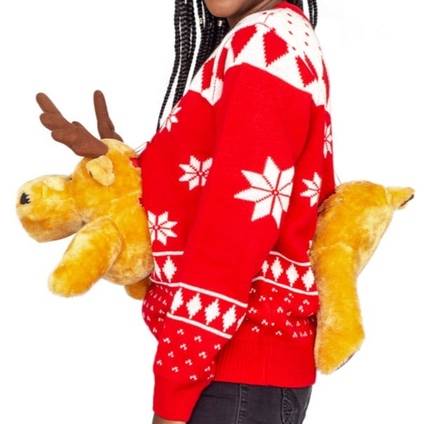 3D Women's Ugly Christmas Sweater JulesRoche Plush Moose Julesroches