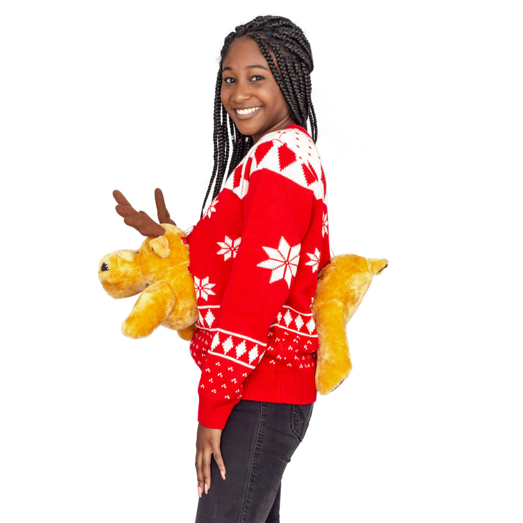 3D Women's Ugly Christmas Sweater JulesRoche Plush Moose Julesroches