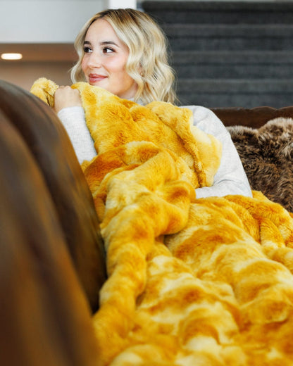 Luxury Blanket JulesRoche Plush Yellow Softness Premium Cloud Amber