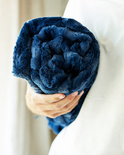 Navy Minky Blanket JulesRoche Soft Plush Comfort