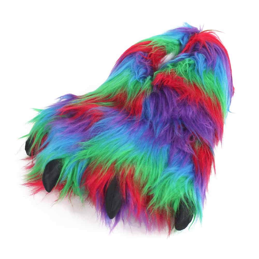 Funny Faux Fur Slippers JulesRoche Psychedelic Monster Design