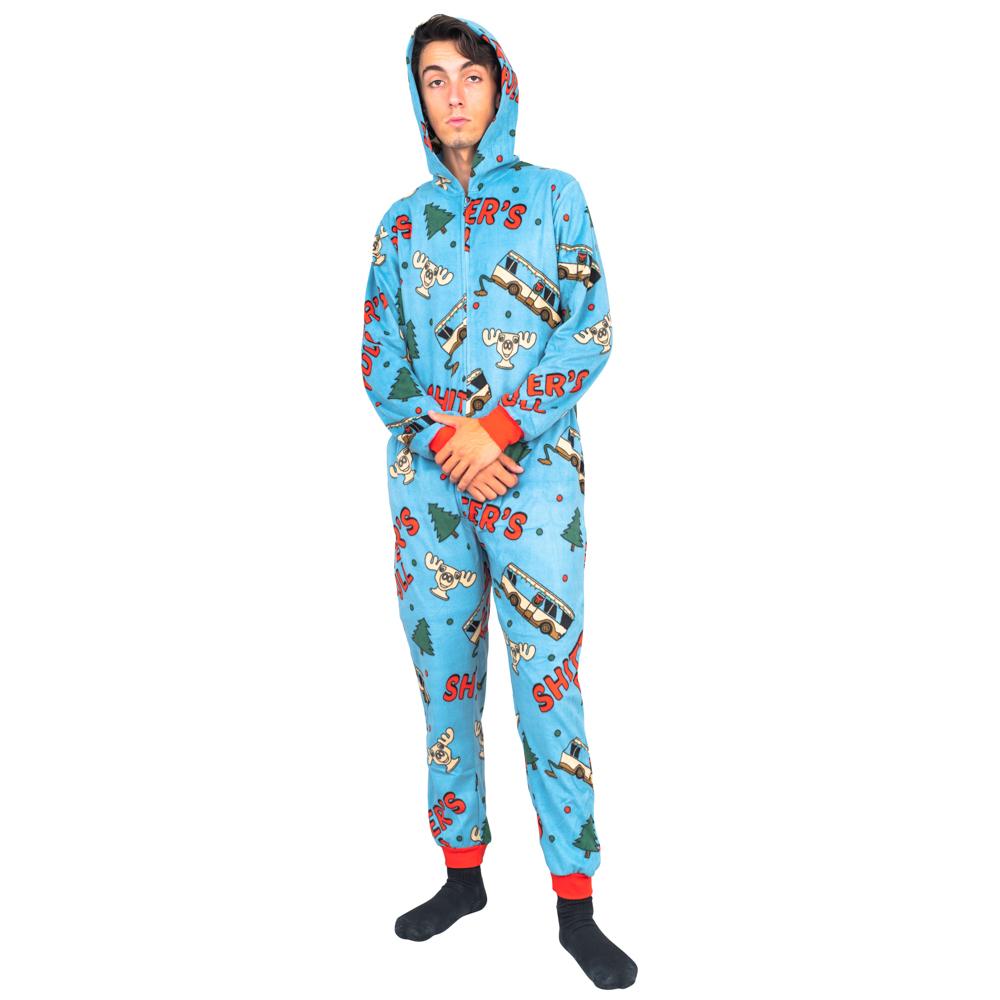 Adult Unisex Funny Christmas Pajamas Blue Union Suit with Hood - JulesRoche Julesroches