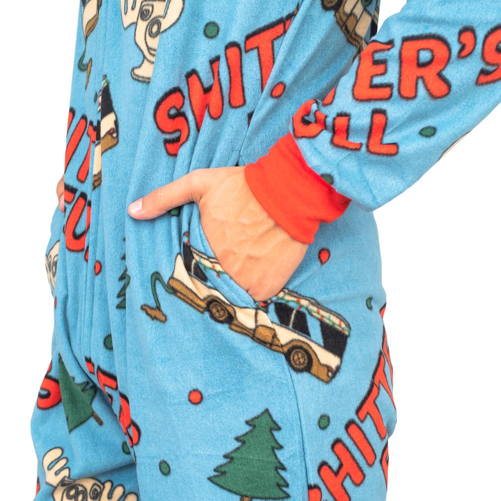 Adult Unisex Funny Christmas Pajamas Blue Union Suit with Hood - JulesRoche Julesroches