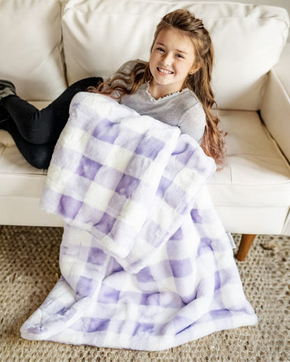 Minky Blanket JulesRoche Ultra Plush Lilac Buffalo Check