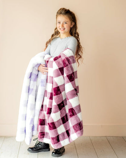 Minky Blanket JulesRoche Ultra Plush Lilac Buffalo Check