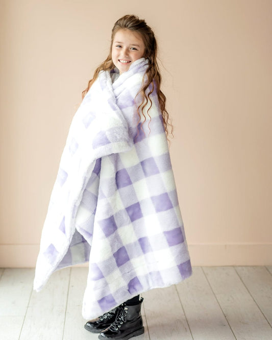 Minky Blanket JulesRoche Ultra Plush Lilac Buffalo Check