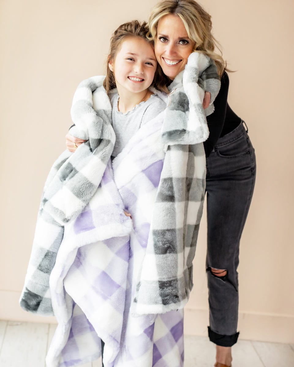 Minky Blanket JulesRoche Ultra Plush Lilac Buffalo Check