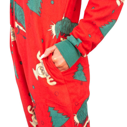 Christmas Onesie JulesRoche Red Hooded Union Suit Adult Unisex Julesroches