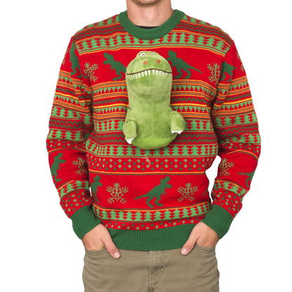 Christmas Sweater JulesRoche 3D T-Rex Dinosaur Design Julesroches