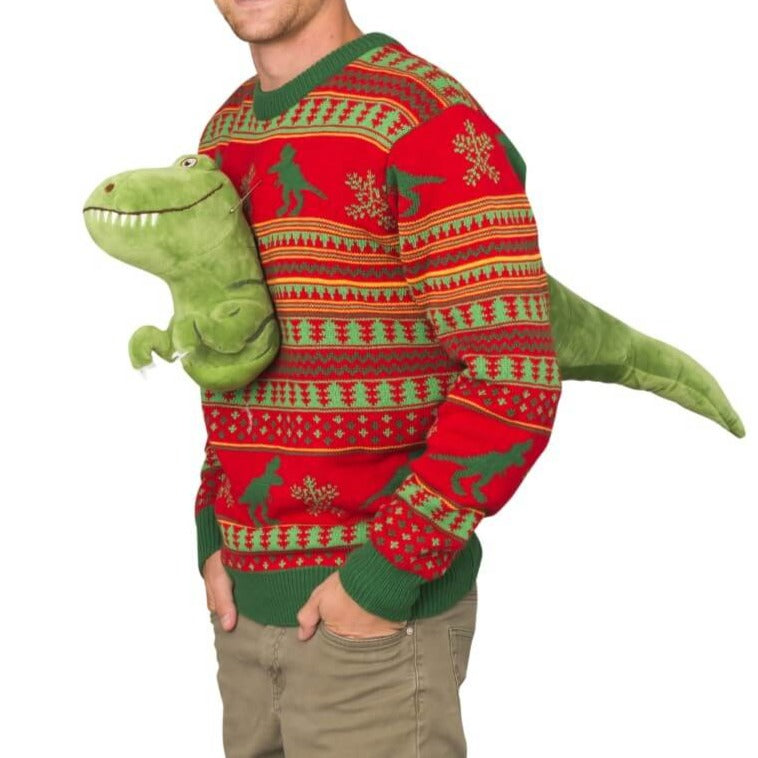 Christmas Sweater JulesRoche 3D T-Rex Dinosaur Design Julesroches