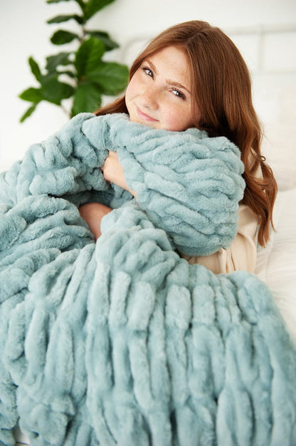 Minky Blanket JulesRoche Extra Plush Fabric in Grayish Aqua