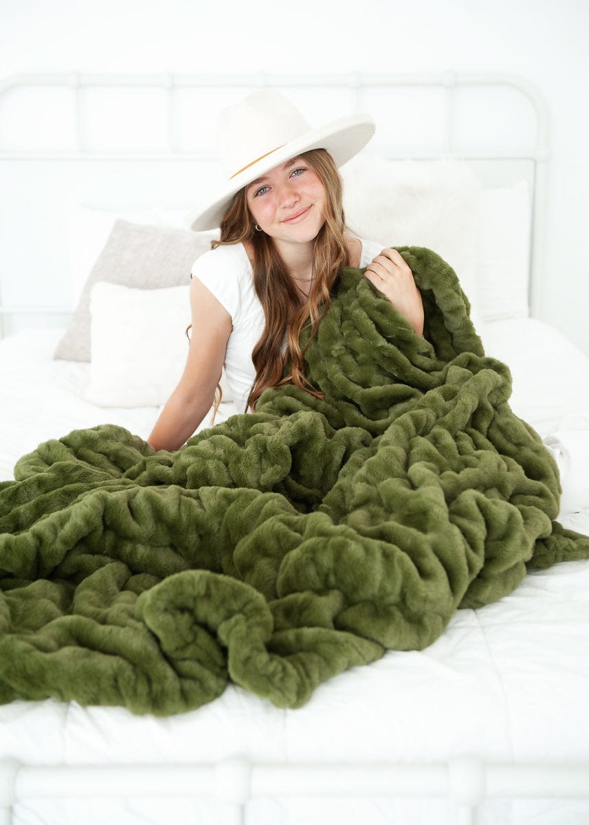 Plush Camp Blanket JulesRoche Green Throw Multiple Sizes