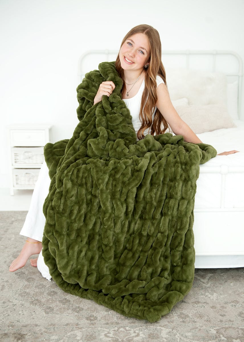 Plush Camp Blanket JulesRoche Green Throw Multiple Sizes