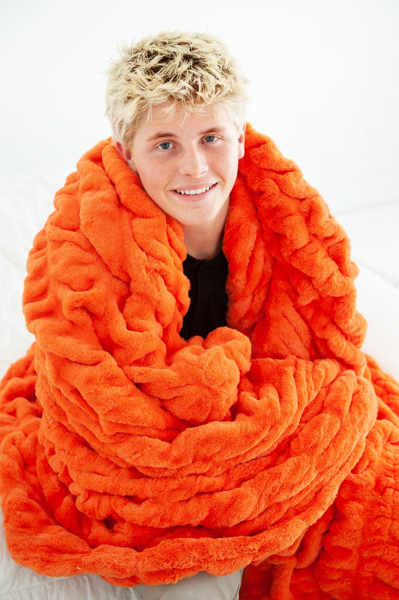 Fluffy Orange Blanket JulesRoche No Ruffle Plush Fabric