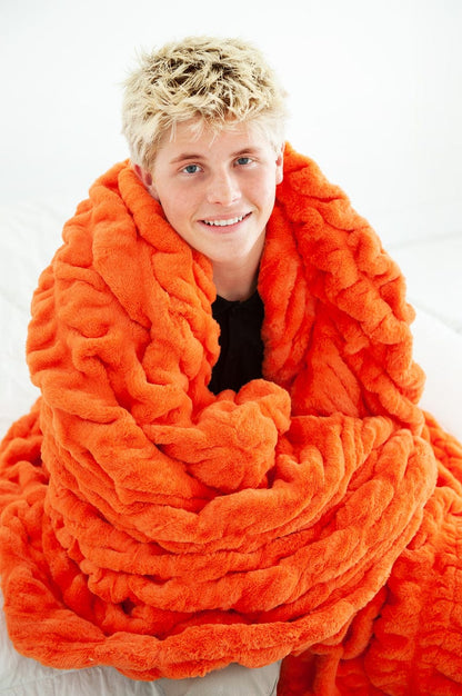 Fluffy Orange Blanket JulesRoche No Ruffle Plush Fabric