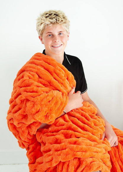 Fluffy Orange Blanket JulesRoche No Ruffle Plush Fabric