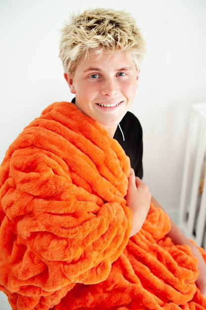 Fluffy Orange Blanket JulesRoche No Ruffle Plush Fabric