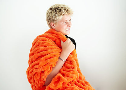 Fluffy Orange Blanket JulesRoche No Ruffle Plush Fabric