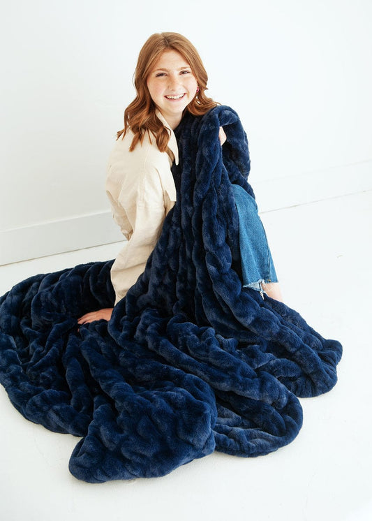 Minky Blanket JulesRoche Soft Navy Hugs - Various Sizes