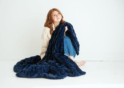 Minky Blanket JulesRoche Soft Navy Hugs - Various Sizes