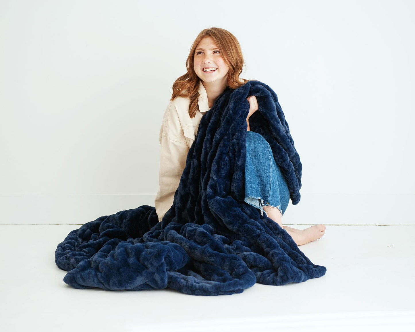 Minky Blanket JulesRoche Soft Navy Hugs - Various Sizes