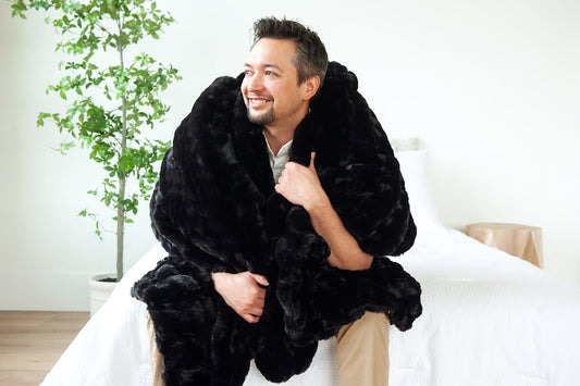 Luxury Blanket JulesRoche Ultra Sorbet Black Fluffy Warm