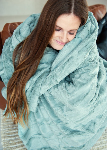 Minky Blanket JulesRoche Silky Soft Gray Mist Sorbet Style