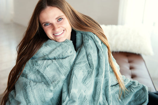 Minky Blanket JulesRoche Silky Soft Gray Mist Sorbet Style