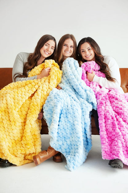 Minky Blanket JulesRoche Plush Velvet Yellow Belgian Waffle