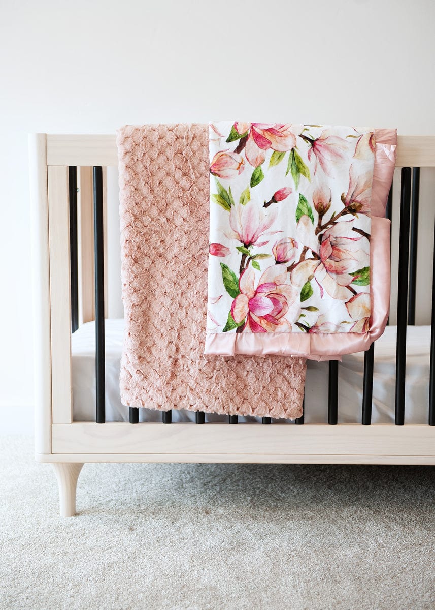 Minky Blanket JulesRoche Floral Throw Silky Soft Pink Aspirations