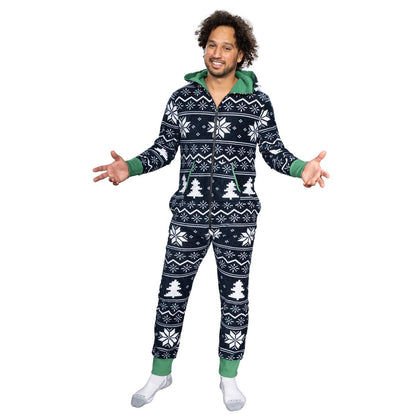 Fair Isle Christmas Jumpsuit JulesRoche Unisex Lounge Zip Up Julesroches