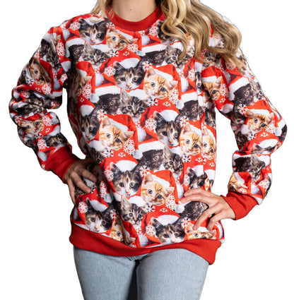 Funny Christmas Cat Sweatshirt JulesRoche All-Over Graphic Pullover Julesroches