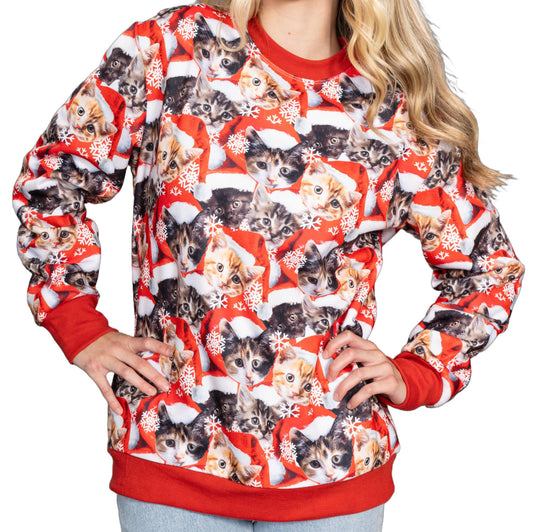 Funny Christmas Cat Sweatshirt JulesRoche All-Over Graphic Pullover Julesroches