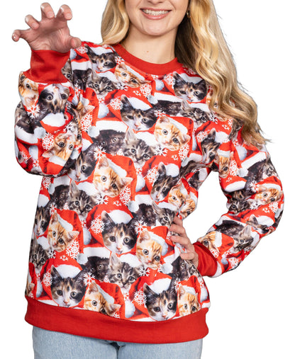 Funny Christmas Cat Sweatshirt JulesRoche All-Over Graphic Pullover Julesroches