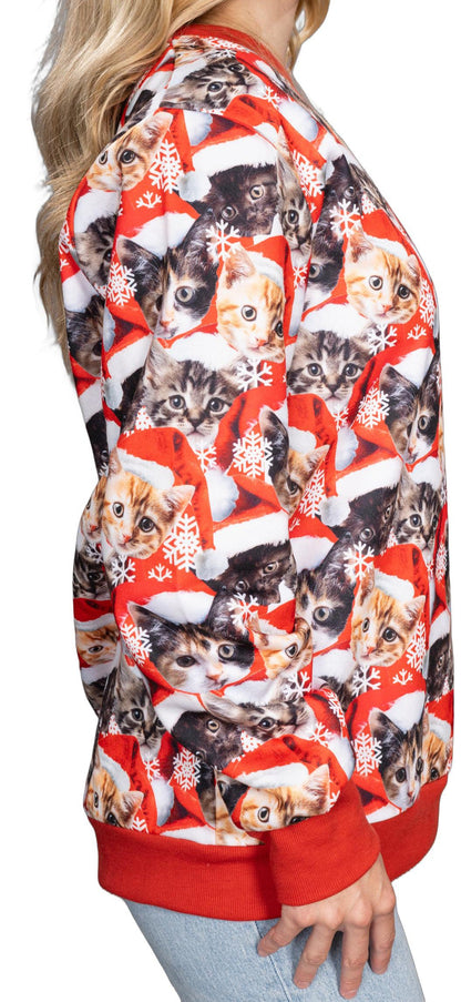 Funny Christmas Cat Sweatshirt JulesRoche All-Over Graphic Pullover Julesroches