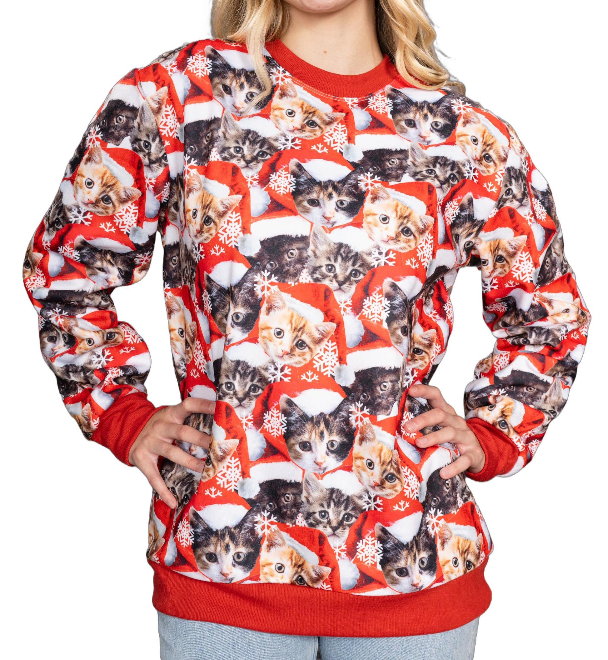 Funny Christmas Cat Sweatshirt JulesRoche All-Over Graphic Pullover Julesroches