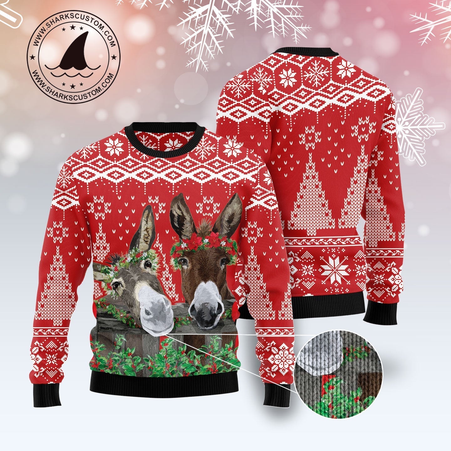 Funny Christmas Sweater JulesRoche Trendy All-Over-Print Pullover Julesroches