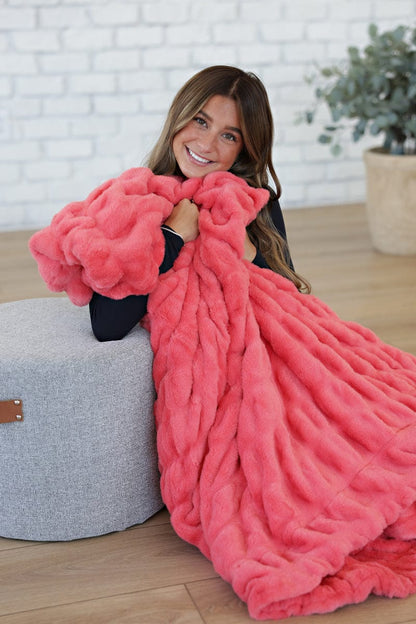 Cozy Blanket JulesRoche Peachy Coral Minky Throw