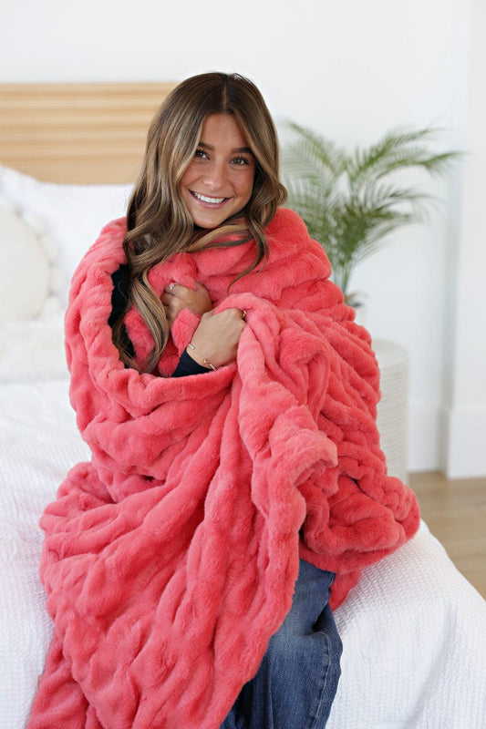 Cozy Blanket JulesRoche Peachy Coral Minky Throw