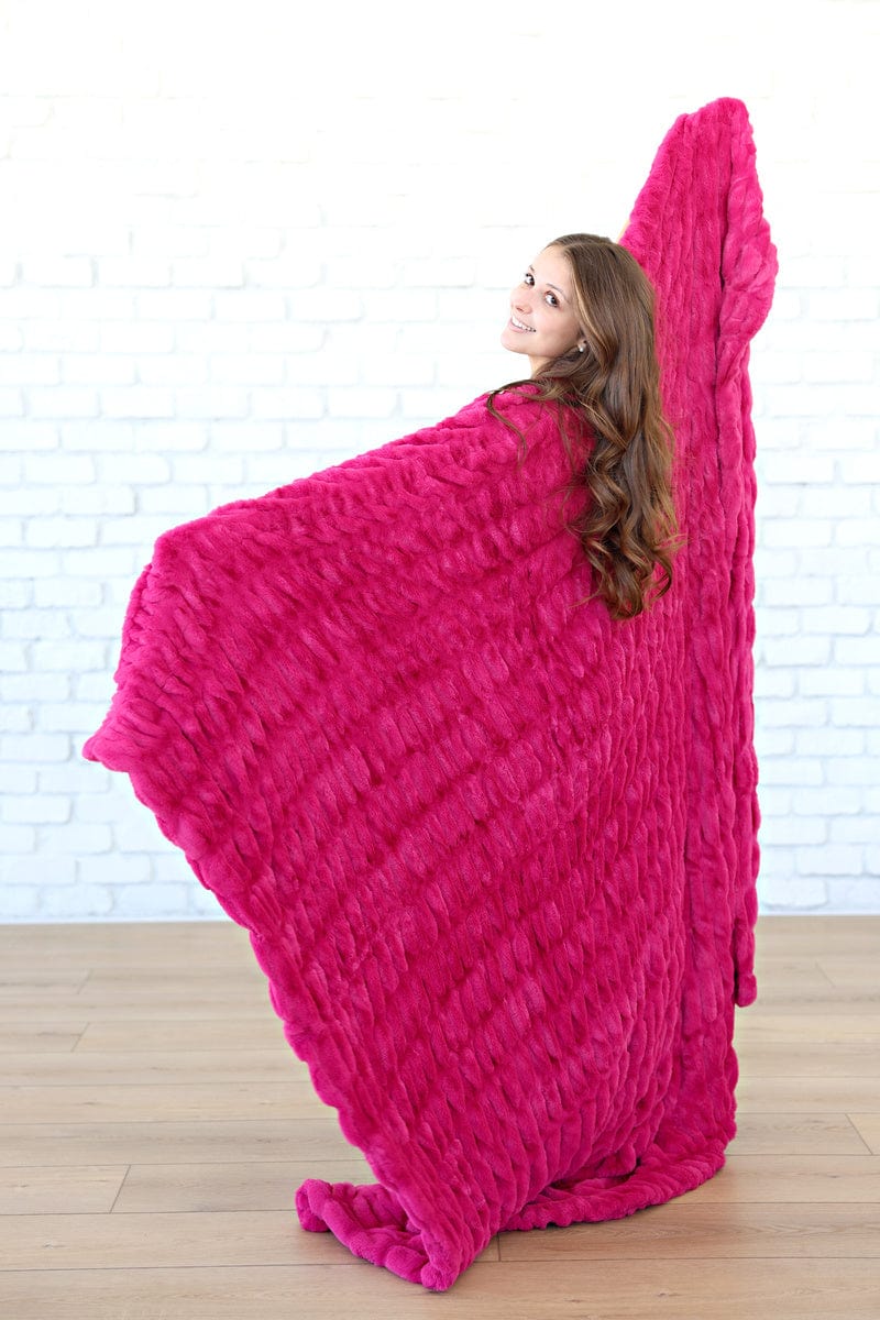 Luxury Minky Blanket JulesRoche Plush Comfort Hugs Fuchsia